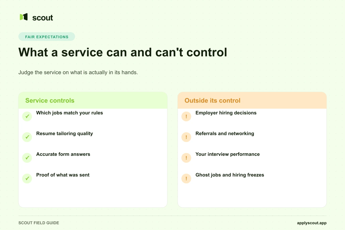 What a job application service can and can't control